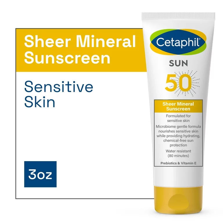 CETAPHIL SHEER MINERAL SUNSCREEN BROAD SPECTRUM SPF 50 ( BEST FOR SENSITIVE SKIN )