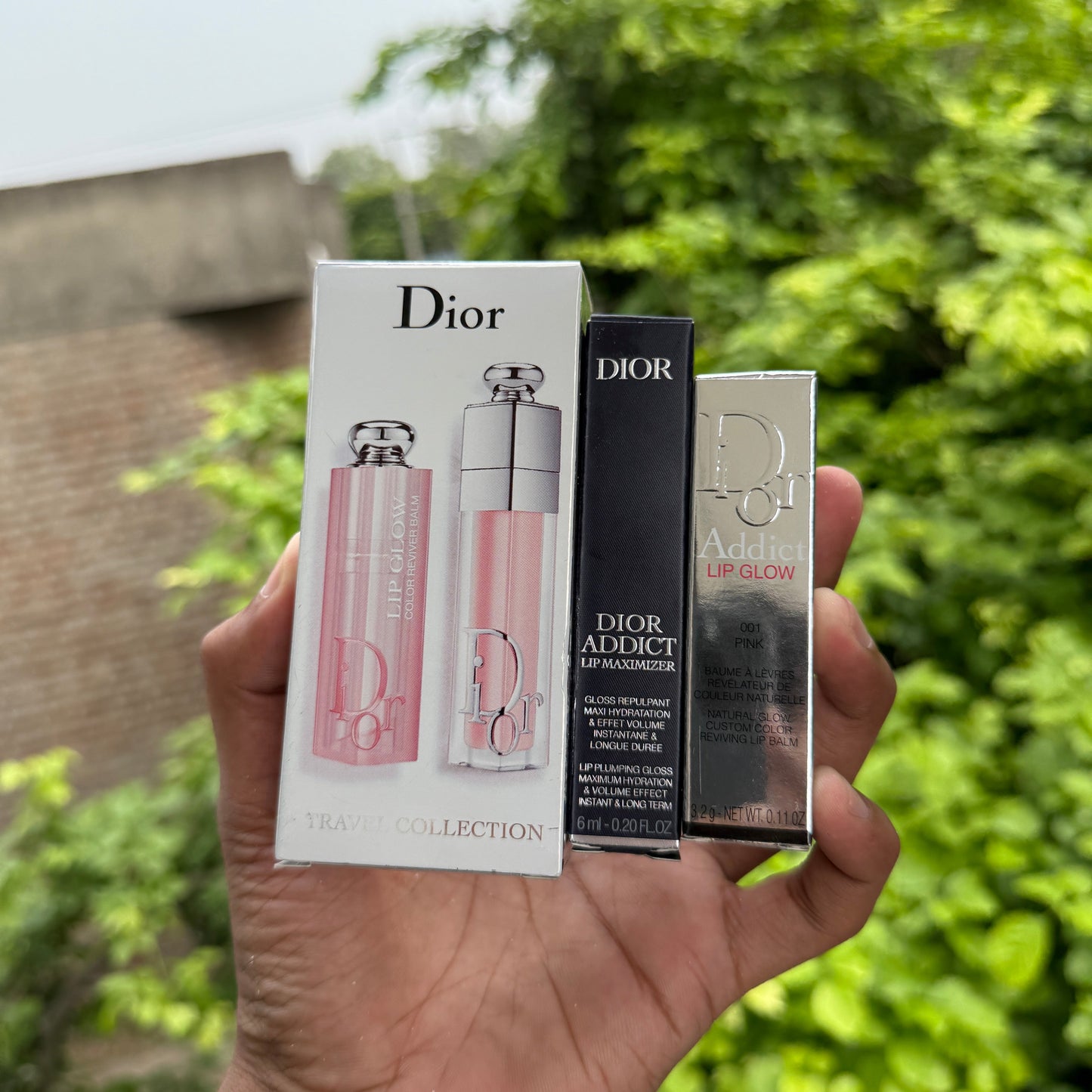 Dior Labial Set Travel Duo Lip Glow + Lip Maximizer Kit Pink 001 Pink