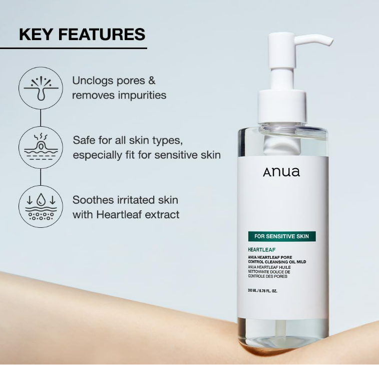 ANUA Heartleaf Pore Cleansing Oil MILD FOR SENSITIVE SKIN